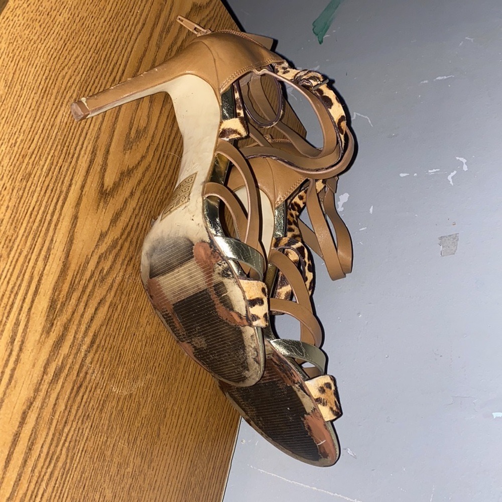 ALDO Women's Tan Leopard Print Stiletto Heel Strappy Gladiator Sandals - Picture 4 of 4